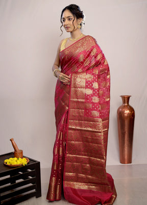 Pink Katan Pure Silk Saree With Blouse Piece - Indian Silk House Agencies