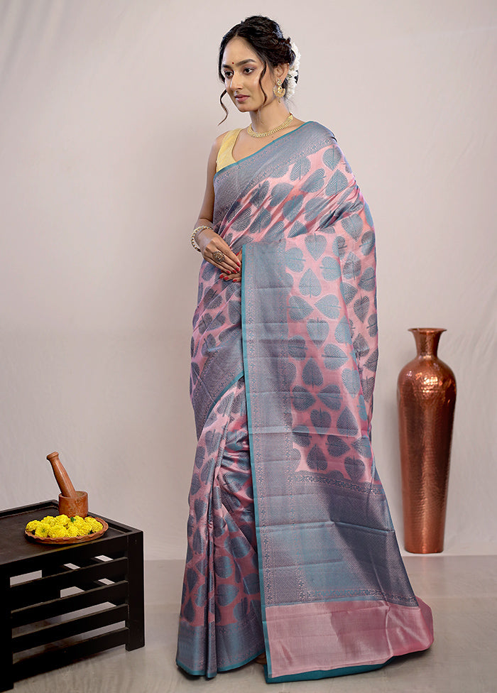 Pink Katan Silk Saree With Blouse Piece - Indian Silk House Agencies