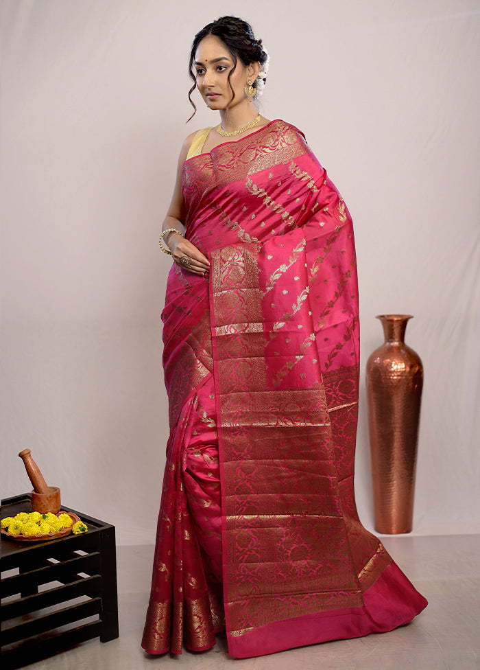 Pink Katan Silk Saree With Blouse Piece - Indian Silk House Agencies