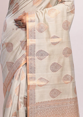 Grey Katan Silk Saree With Blouse Piece - Indian Silk House Agencies
