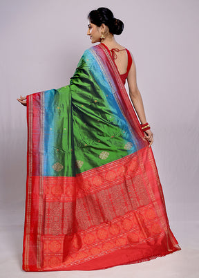 Green Bomkai Pure Silk Saree With Blouse Piece - Indian Silk House Agencies