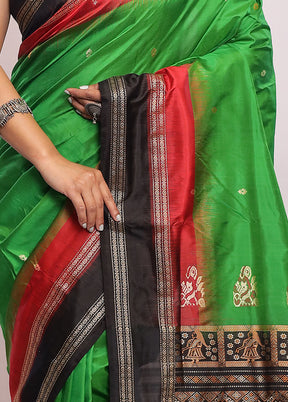 Green Bomkai Pure Silk Saree With Blouse Piece - Indian Silk House Agencies