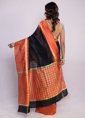 Black Tussar Silk Saree With Blouse Piece - Indian Silk House Agencies