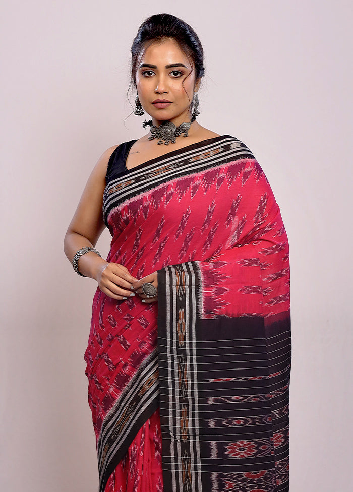 Pink Cotton Ikkat Saree Without Blouse Piece - Indian Silk House Agencies
