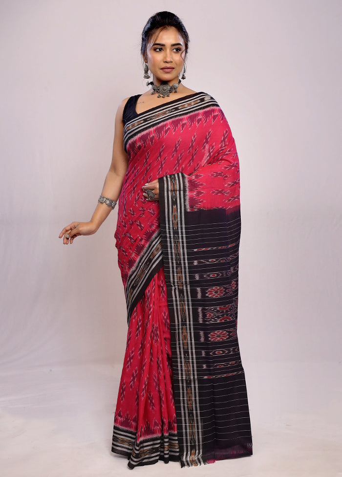 Pink Cotton Ikkat Saree Without Blouse Piece - Indian Silk House Agencies