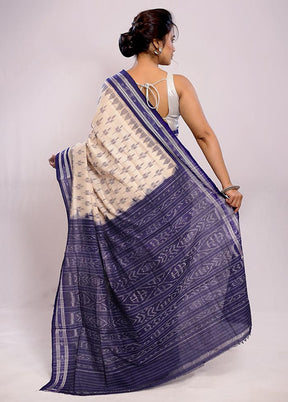 Cream Cotton Ikkat Saree Without Blouse Piece - Indian Silk House Agencies