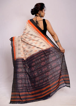 Cream Cotton Ikkat Saree Without Blouse Piece - Indian Silk House Agencies