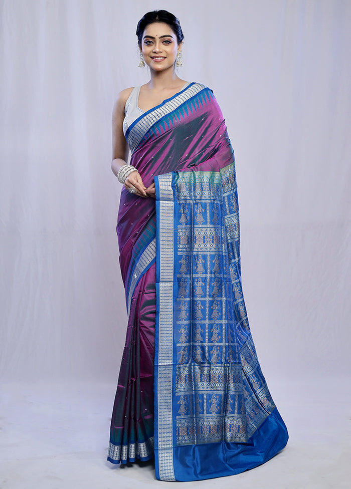 Purple Bomkai Pure Silk Saree With Blouse Piece - Indian Silk House Agencies