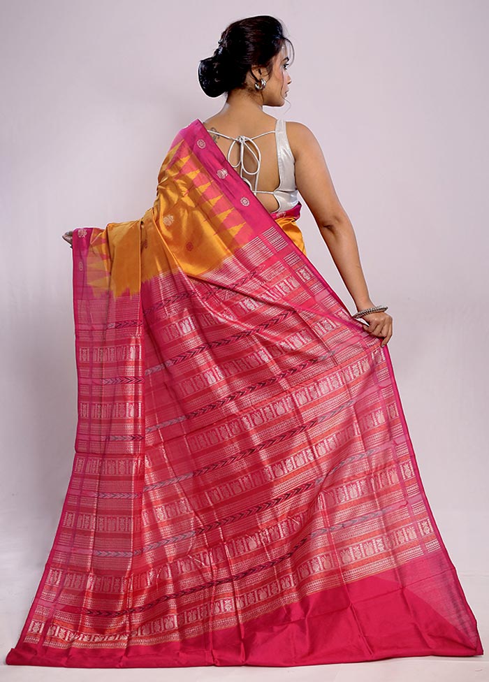 Yellow Bomkai Pure Silk Saree With Blouse Piece - Indian Silk House Agencies