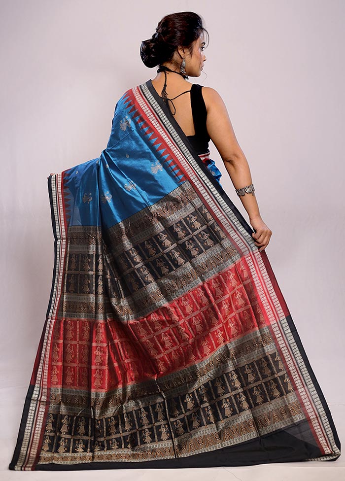 Blue Bomkai Pure Silk Saree With Blouse Piece - Indian Silk House Agencies