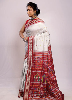 Grey Bomkai Pure Silk Saree With Blouse Piece - Indian Silk House Agencies