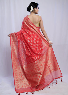 Red Kora Silk Saree With Blouse Piece - Indian Silk House Agencies