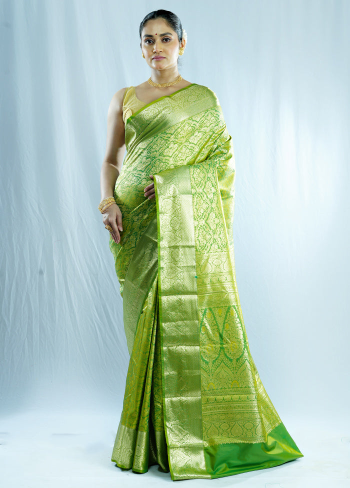 Green Kanjivaram Silk Saree With Blouse Piece - Indian Silk House Agencies