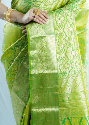 Green Kanjivaram Silk Saree With Blouse Piece - Indian Silk House Agencies