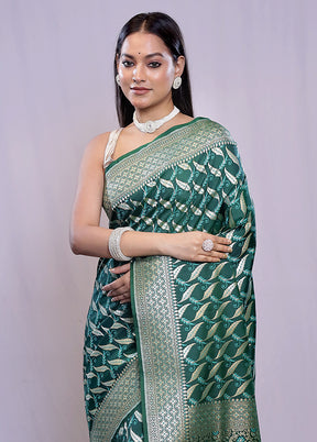 Green Uppada Silk Saree With Blouse Piece - Indian Silk House Agencies