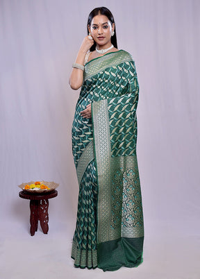 Green Uppada Silk Saree With Blouse Piece - Indian Silk House Agencies