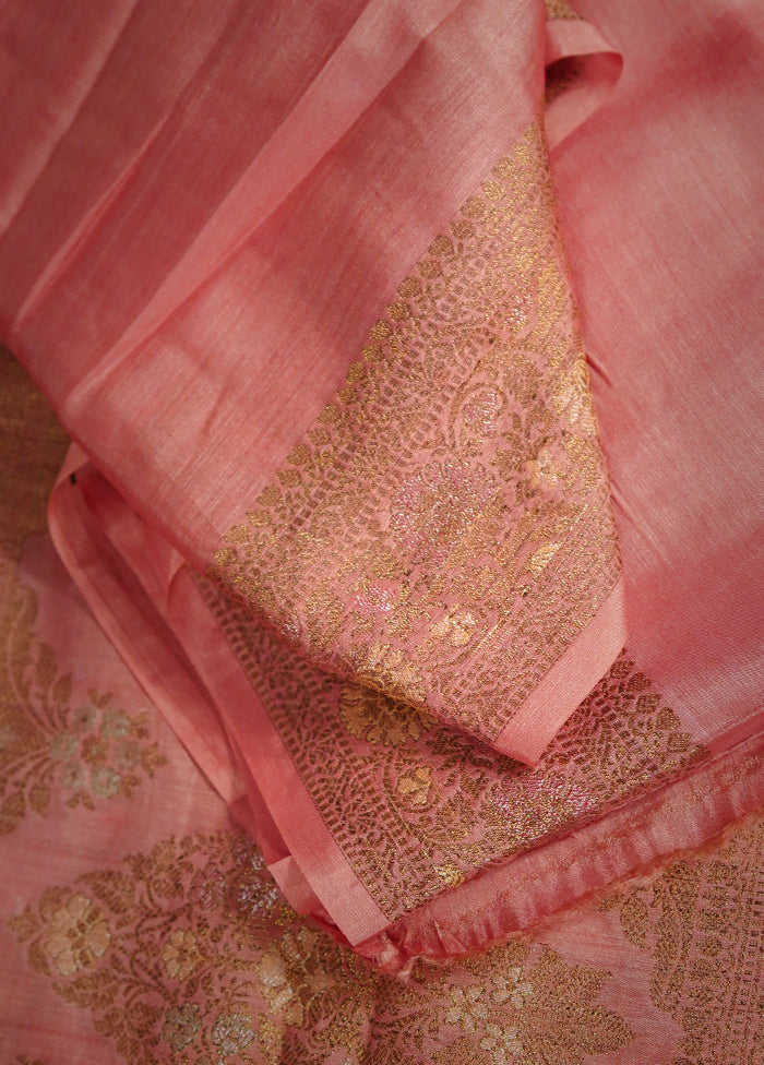 Pink Tussar Silk Saree With Blouse Piece - Indian Silk House Agencies