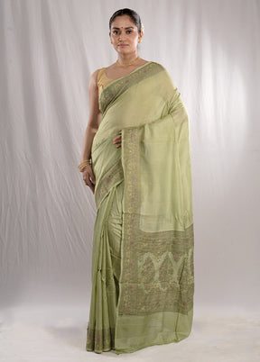 Green Tussar Silk Saree With Blouse Piece - Indian Silk House Agencies