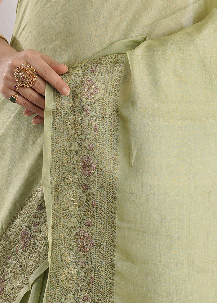 Green Tussar Silk Saree With Blouse Piece - Indian Silk House Agencies