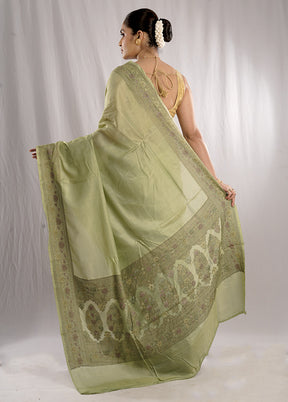 Green Tussar Silk Saree With Blouse Piece - Indian Silk House Agencies