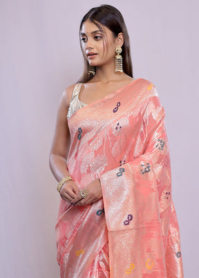 Pink Dupion Silk Saree With Blouse Piece - Indian Silk House Agencies