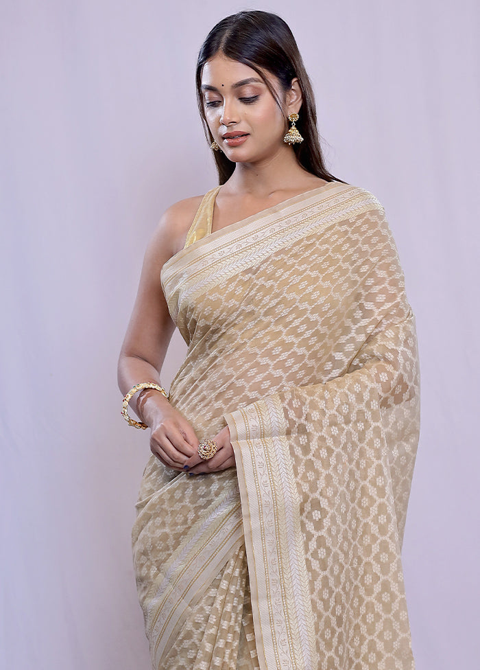 Cream Cotton Saree With Blouse Piece - Indian Silk House Agencies