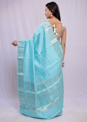 Green Tussar Pure Silk Saree With Blouse Piece - Indian Silk House Agencies