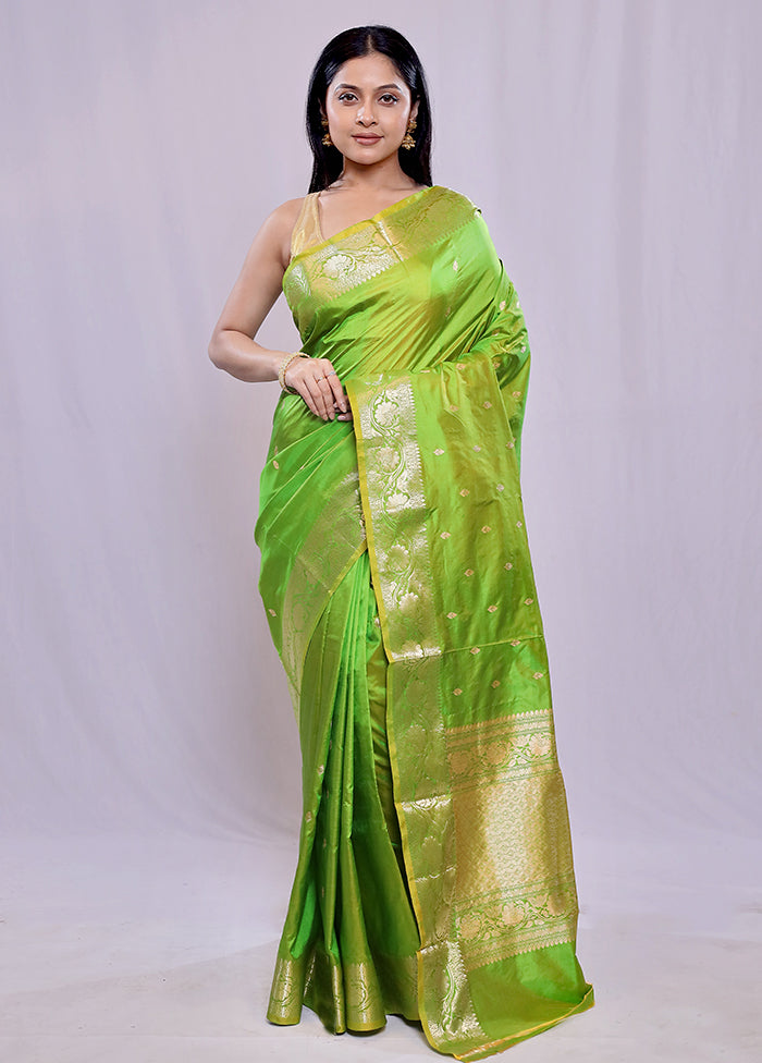 Green Katan Pure Silk Saree With Blouse Piece - Indian Silk House Agencies