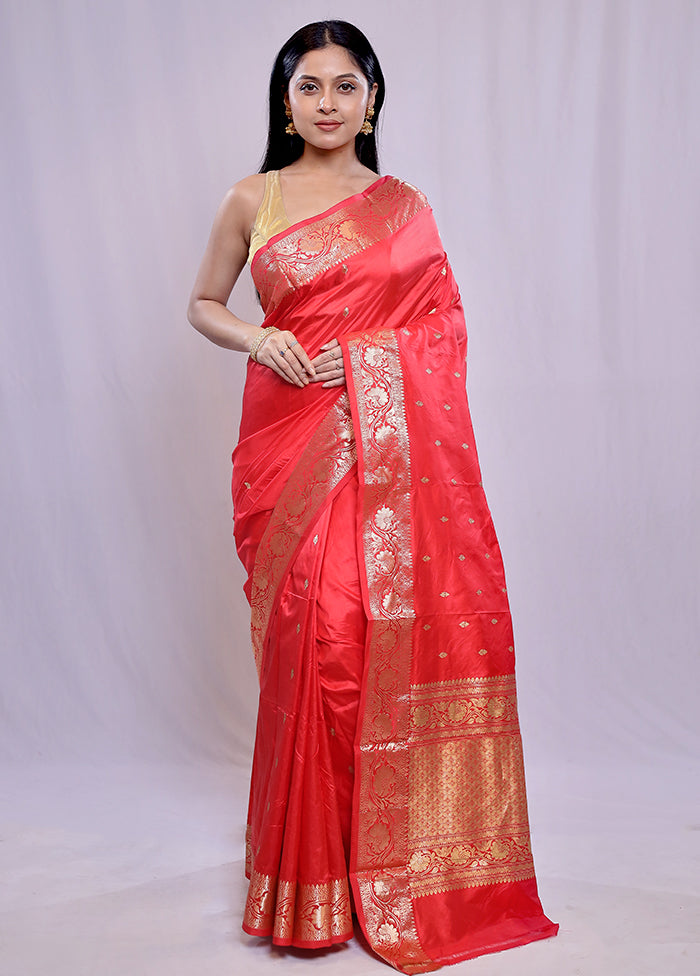 Red Katan Pure Silk Saree With Blouse Piece - Indian Silk House Agencies