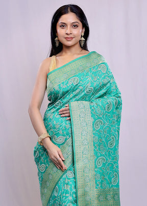 Green Dupion Silk Saree With Blouse Piece - Indian Silk House Agencies