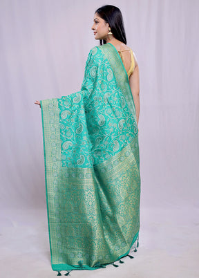 Green Dupion Silk Saree With Blouse Piece - Indian Silk House Agencies