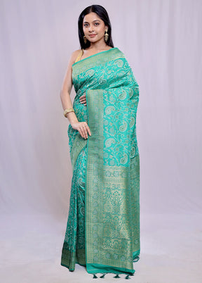 Green Dupion Silk Saree With Blouse Piece - Indian Silk House Agencies