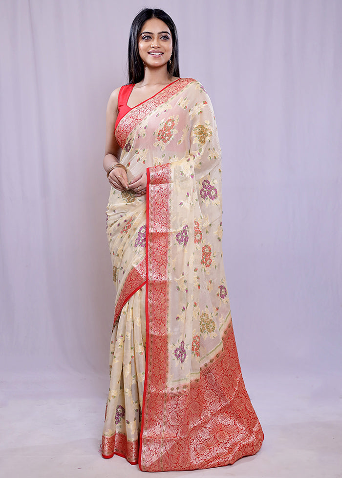 Cream Pure Georgette Saree With Blouse Piece - Indian Silk House Agencies
