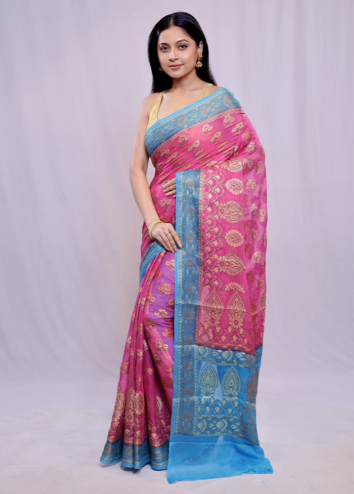 Pink Pure Georgette Saree With Blouse Piece - Indian Silk House Agencies