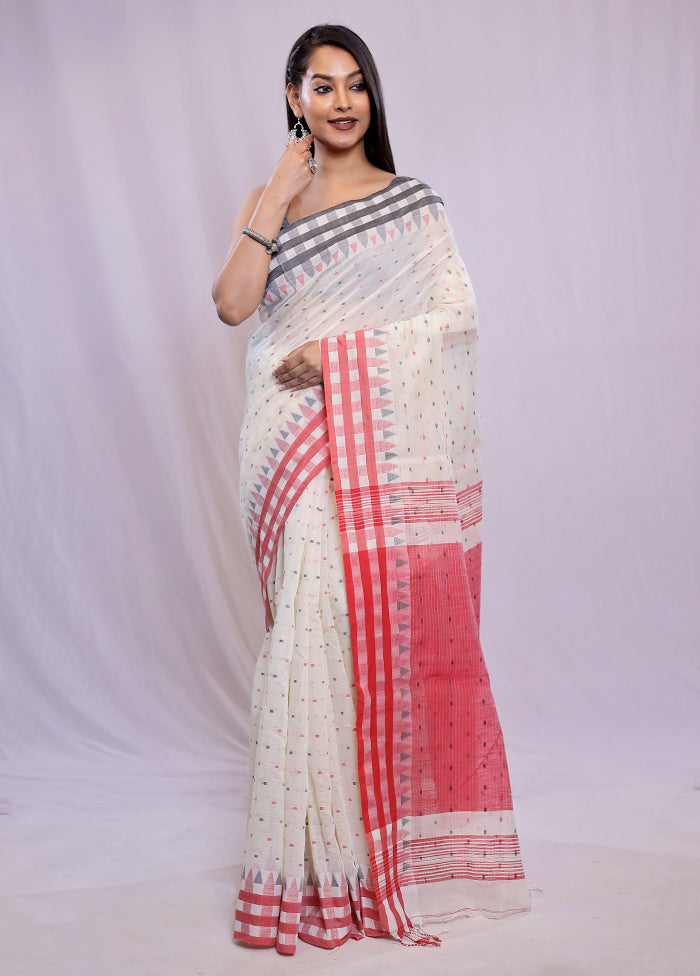 Cream Khadi Cotton Saree With Blouse Piece - Indian Silk House Agencies