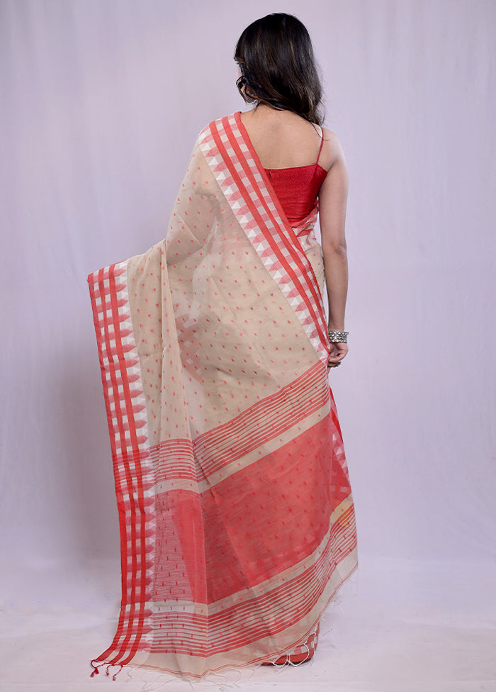 Cream Khadi Cotton Saree With Blouse Piece - Indian Silk House Agencies