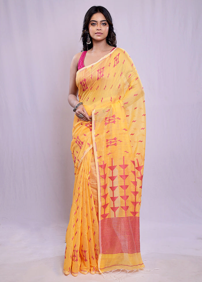 Rust Khadi Cotton Saree With Blouse Piece - Indian Silk House Agencies