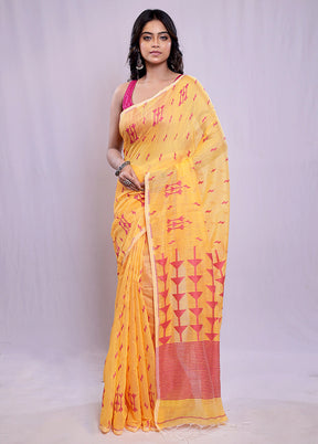 Rust Khadi Cotton Saree With Blouse Piece - Indian Silk House Agencies