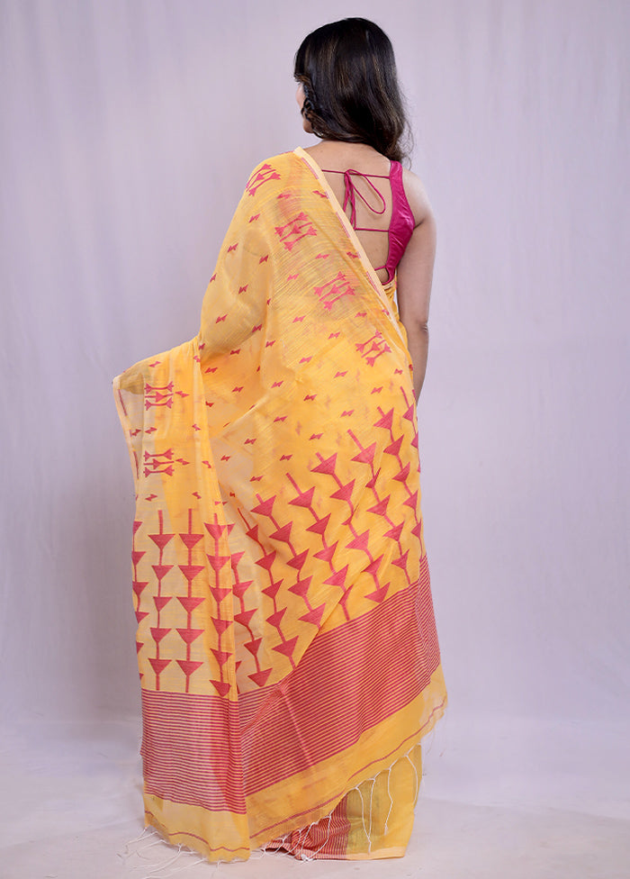 Rust Khadi Cotton Saree With Blouse Piece - Indian Silk House Agencies