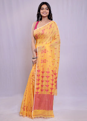 Rust Khadi Cotton Saree With Blouse Piece - Indian Silk House Agencies