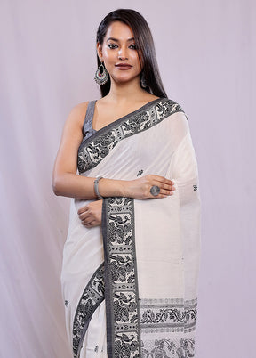 Cream Khadi Cotton Saree With Blouse Piece - Indian Silk House Agencies