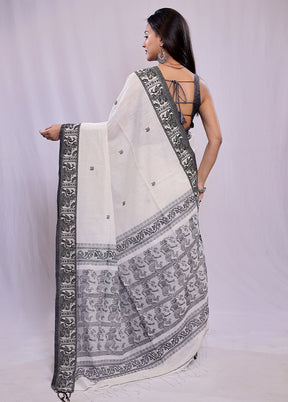 Cream Khadi Cotton Saree With Blouse Piece - Indian Silk House Agencies