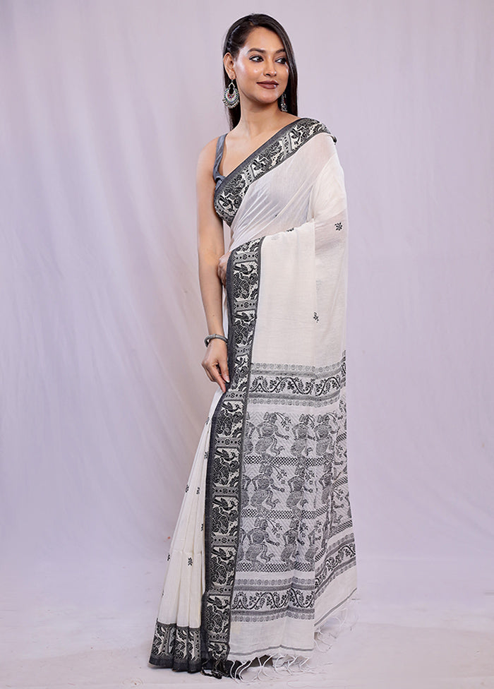 Cream Khadi Cotton Saree With Blouse Piece - Indian Silk House Agencies