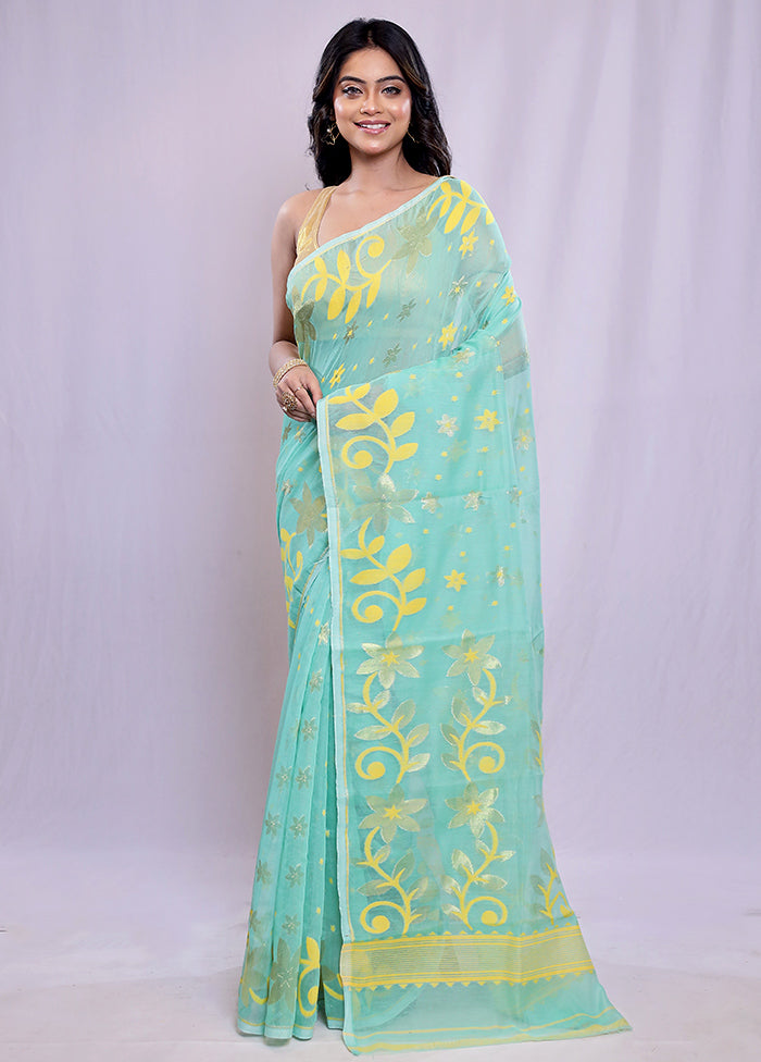 Green Tant Cotton Saree Without Blouse Piece - Indian Silk House Agencies