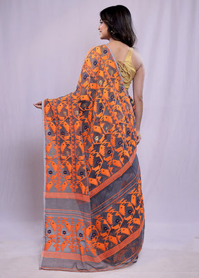 Grey Tant Cotton Saree Without Blouse Piece - Indian Silk House Agencies