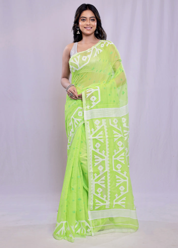 Green Tant Cotton Saree Without Blouse Piece - Indian Silk House Agencies