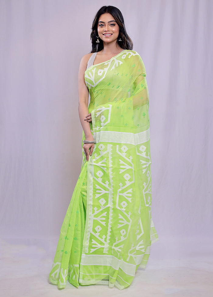 Green Tant Cotton Saree Without Blouse Piece - Indian Silk House Agencies