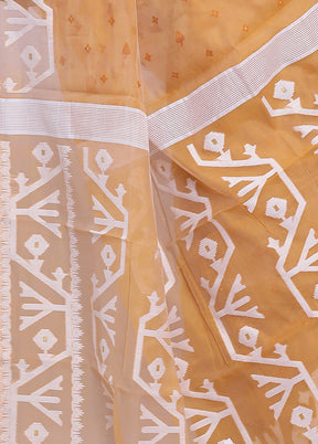 Cream Tant Cotton Saree Without Blouse Piece - Indian Silk House Agencies