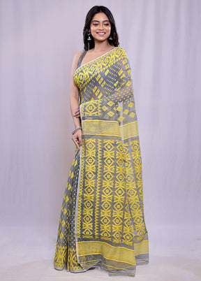 Grey Tant Cotton Saree Without Blouse Piece - Indian Silk House Agencies