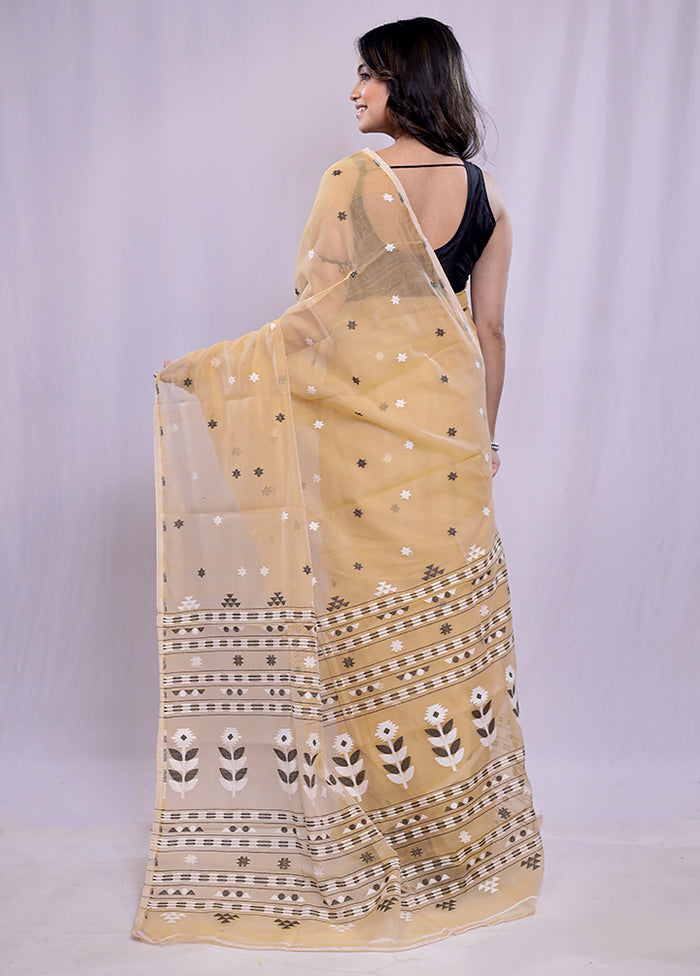 Cream Tant Cotton Saree Without Blouse Piece - Indian Silk House Agencies